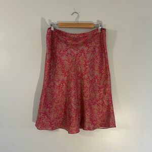 Y2K GAP Silk Pink Orange Paisley A-Line Skirt Fairy Boho